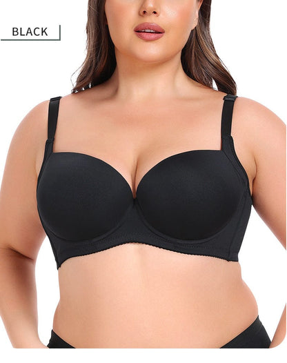Plus Size Underwire Support Push Up Bra With Adjustable Straps