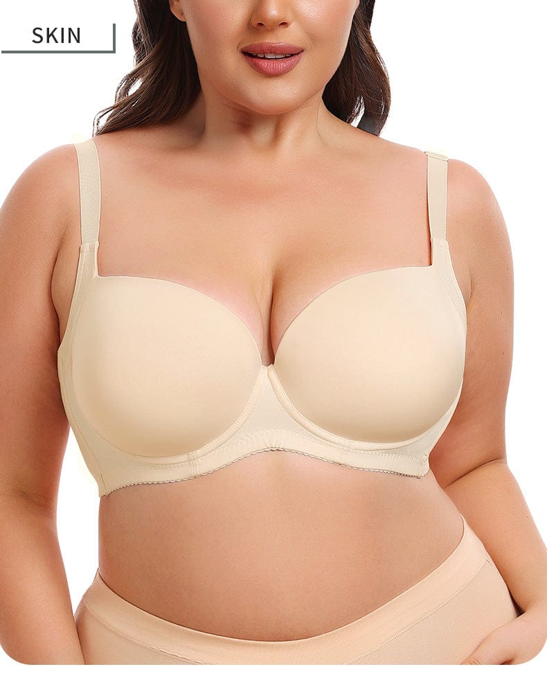 Plus Size Underwire Support Push Up Bra With Adjustable Straps