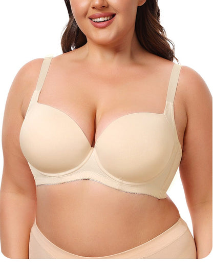 Plus Size Underwire Support Push Up Bra With Adjustable Straps