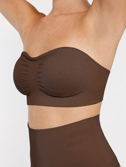 Seamless Bandeau Strapless Brassiere Non Wired push up Bra with Removable Pads