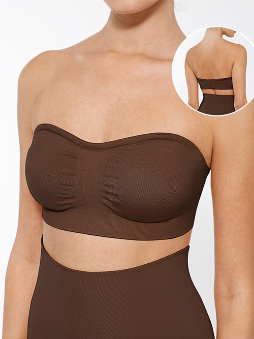 Seamless Bandeau Strapless Brassiere Non Wired push up Bra with Removable Pads