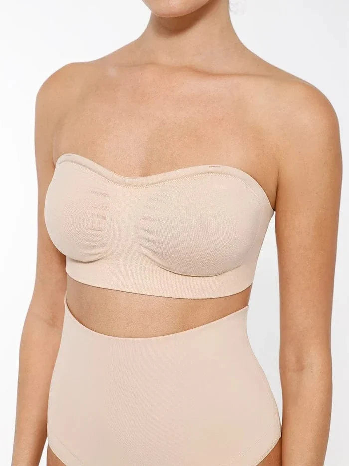 Seamless Bandeau Strapless Brassiere Non Wired push up Bra with Removable Pads