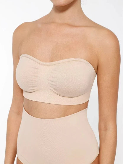 Seamless Bandeau Strapless Brassiere Non Wired push up Bra with Removable Pads