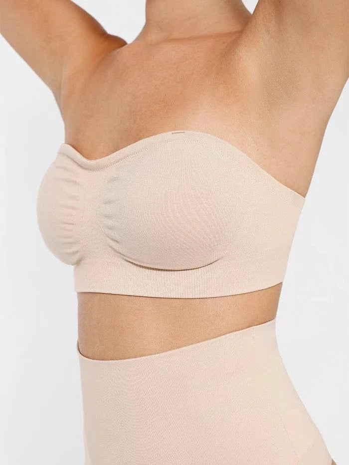 Seamless Bandeau Strapless Brassiere Non Wired push up Bra with Removable Pads