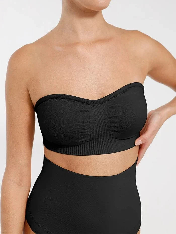 Seamless Bandeau Strapless Brassiere Non Wired push up Bra with Removable Pads