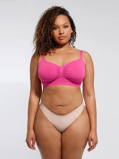 Seamless Non Wired Pushup High Support Bra With Adjustable Straps