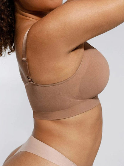 Seamless Non Wired Pushup High Support Bra With Adjustable Straps