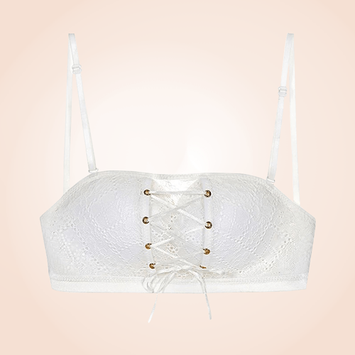 Strapless Lace Seamless Push Up Drawstring Bandeau