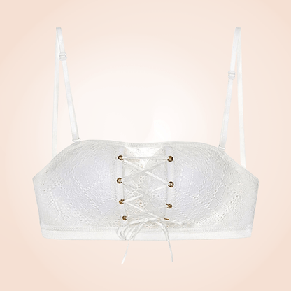 Strapless Lace Seamless Push Up Drawstring Bandeau