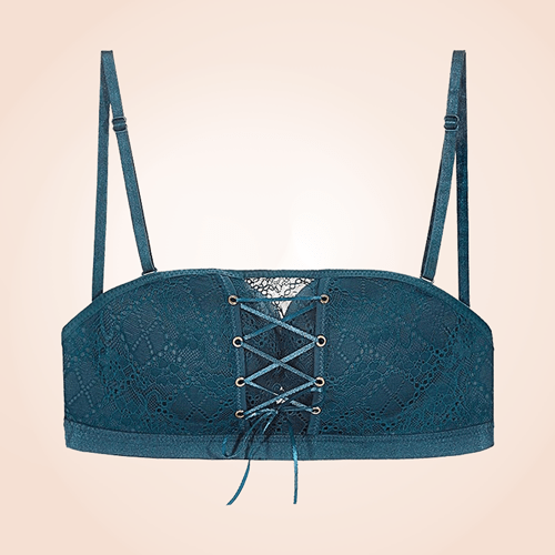 Strapless Lace Seamless Push Up Drawstring Bandeau