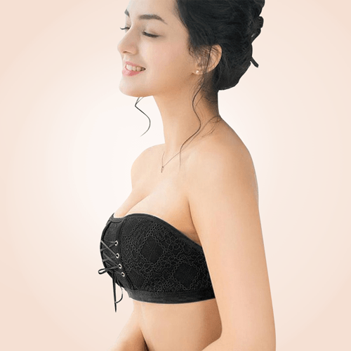 Strapless Lace Seamless Push Up Drawstring Bandeau