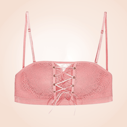 Strapless Lace Seamless Push Up Drawstring Bandeau