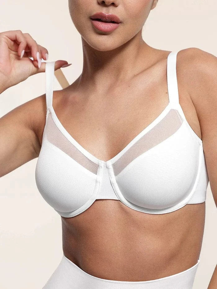 Comfortable Push Up Sheer Mesh Underwire Bra with Adjustable Straps