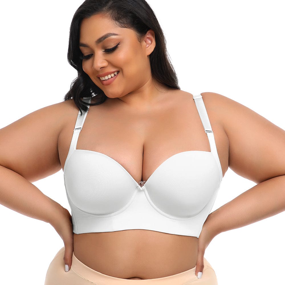 Plus Size Comfortable Longline Push Up Bra with Adjustable Straps