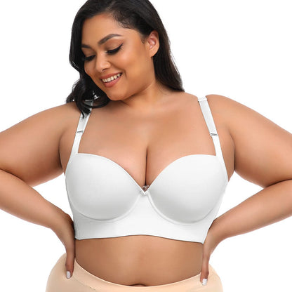 Plus Size Comfortable Longline Push Up Bra with Adjustable Straps