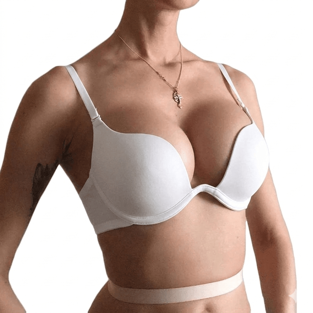 Women Low Back Invisible Deep Plunge Convertible Push Up Bra