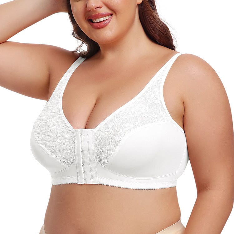 Plus Size Front Fastening Shaping Support Lace Bra