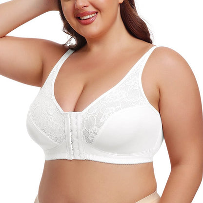 Plus Size Front Fastening Shaping Support Lace Bra