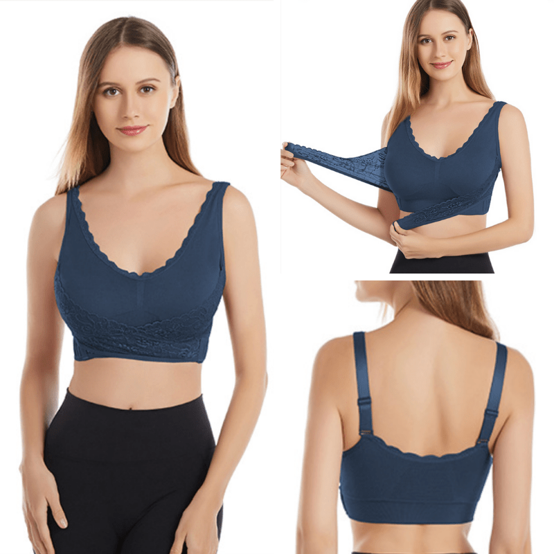 Wireless Front Cross Adjustable Side Buckle Lace Bra