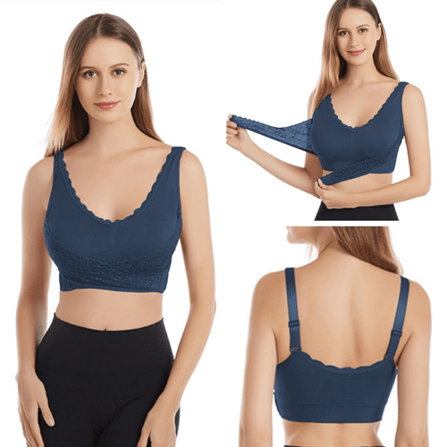 Wireless Front Cross Adjustable Side Buckle Lace Bra