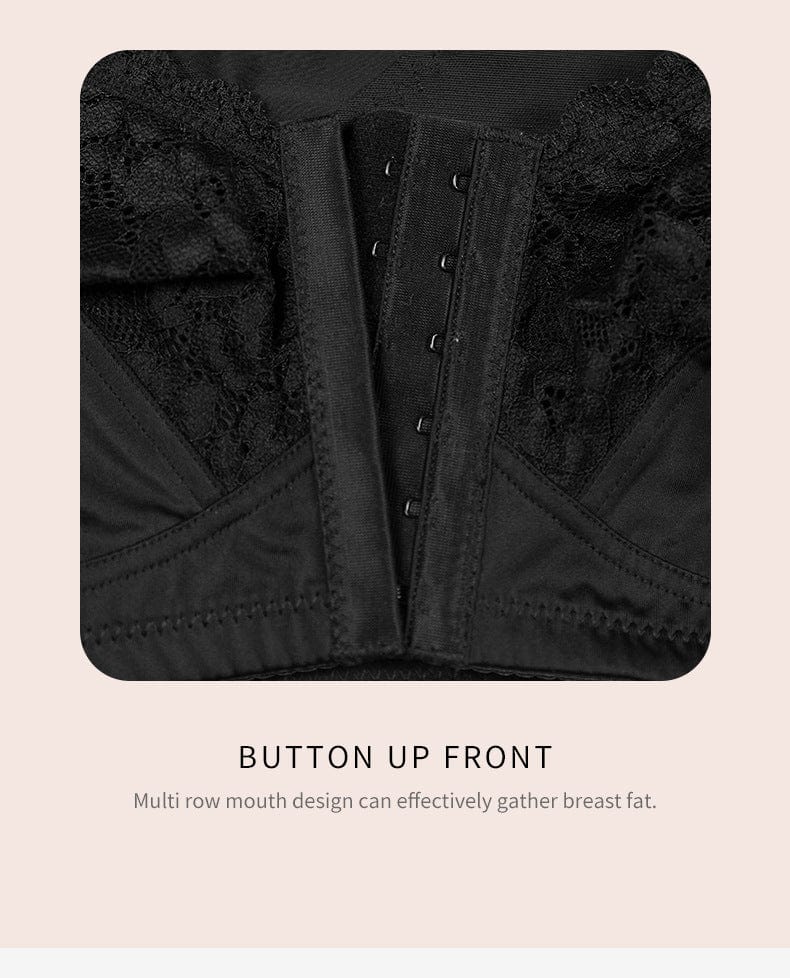 Comfortable Wireless Lace Front Fastening Plus Size Push Up Bra