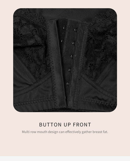 Comfortable Wireless Lace Front Fastening Plus Size Push Up Bra