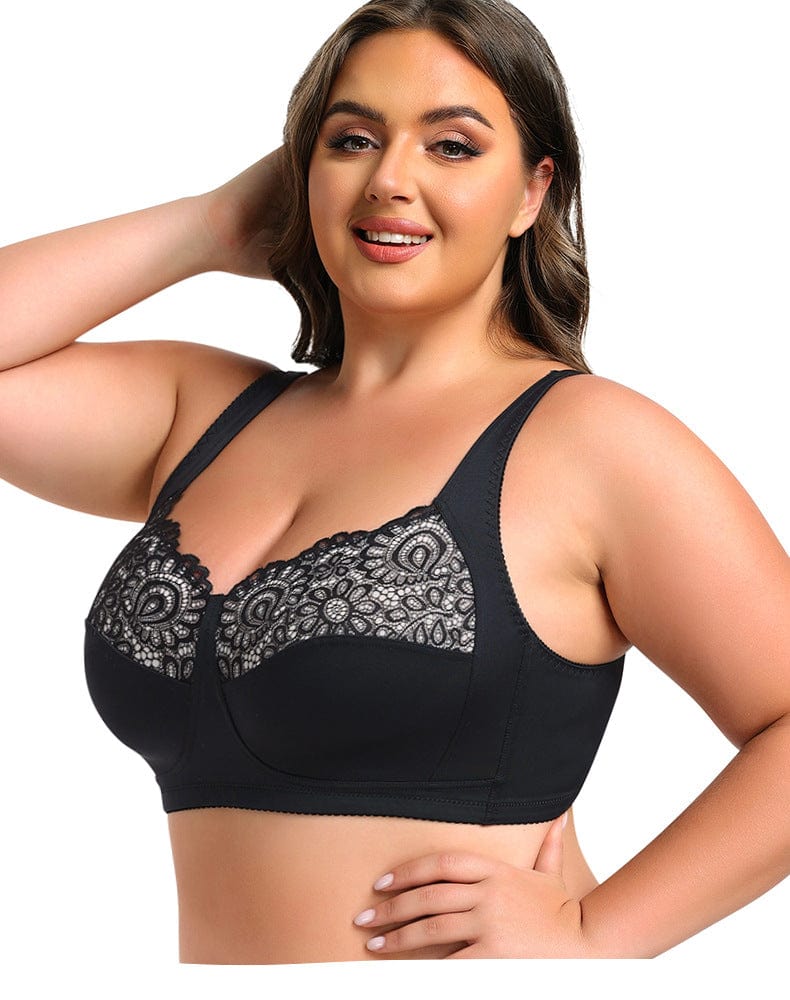 Wireless Lace Plus Size Support Push Up Bra