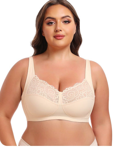 Wireless Lace Plus Size Support Push Up Bra
