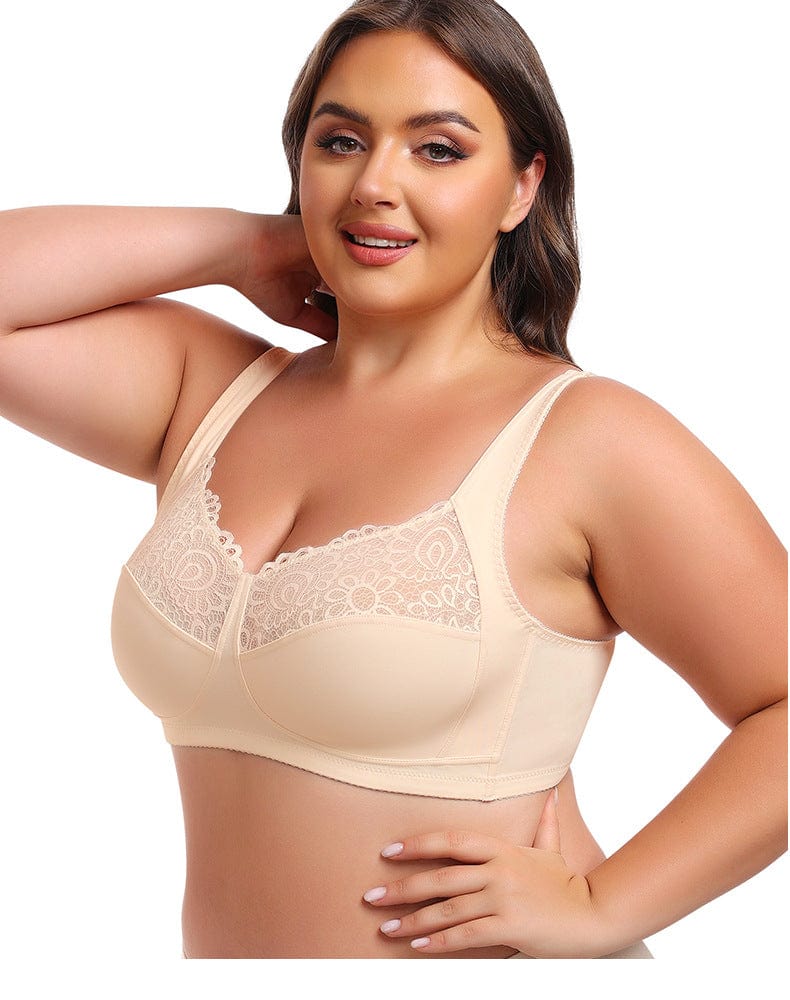Wireless Lace Plus Size Support Push Up Bra