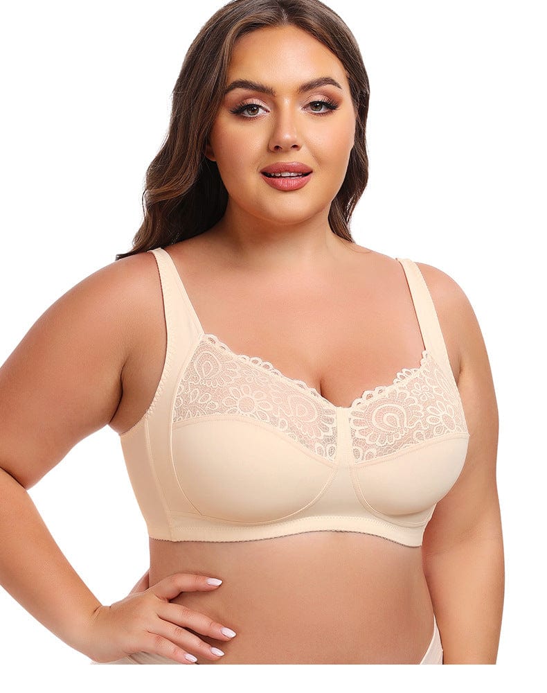 Wireless Lace Plus Size Support Push Up Bra