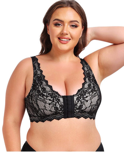 Plus Size Lace Front Fastening Support Bra