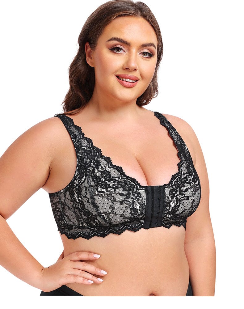 Plus Size Lace Front Fastening Support Bra