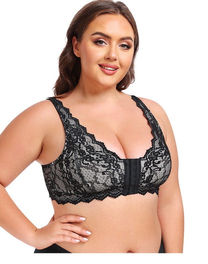 Plus Size Lace Front Fastening Support Bra