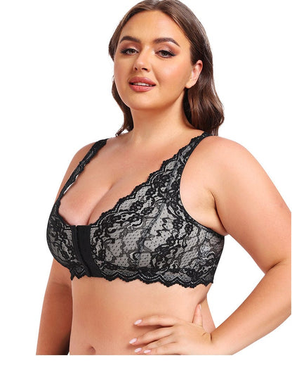 Plus Size Lace Front Fastening Support Bra