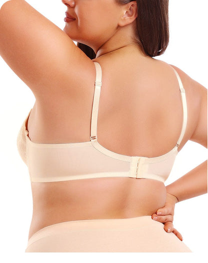 Women Plus Size Lace Bra with Underwired Chest Support