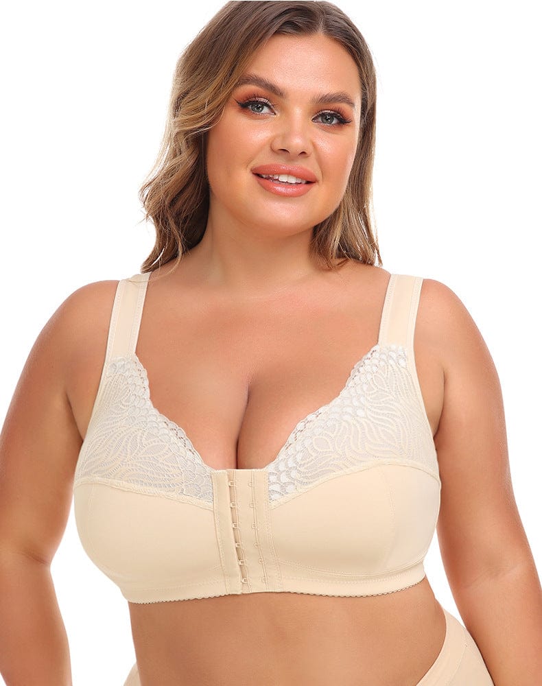 Plus Size Front Fastening Shaping Push Up Lace Bra