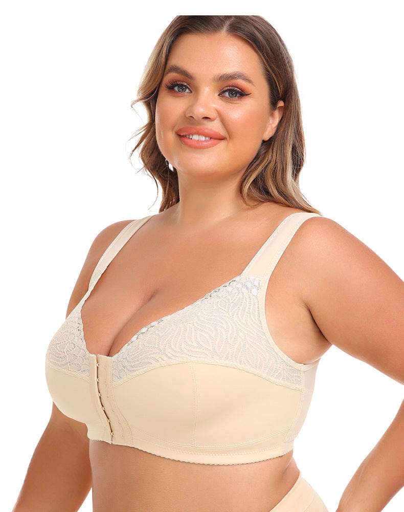 Plus Size Front Fastening Shaping Push Up Lace Bra