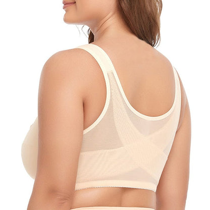 Women's Front Fastening Full Coverage Non Wired Back Support Bra