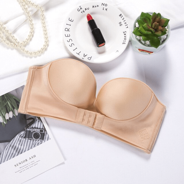Women's Invisible Sexy Push-Up Bra Strapless with Front Buckle