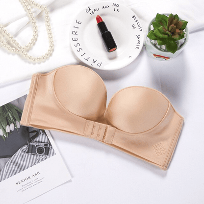 Women's Invisible Sexy Push-Up Bra Strapless with Front Buckle
