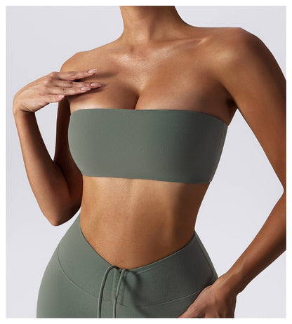 Women Strapless Tube Top Fitness Yoga Bandeau Bra