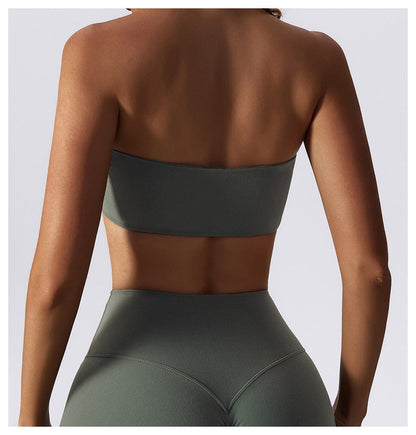 Women Strapless Tube Top Fitness Yoga Bandeau Bra