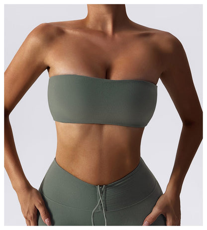 Women Strapless Tube Top Fitness Yoga Bandeau Bra
