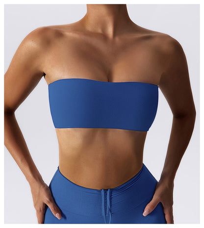 Women Strapless Tube Top Fitness Yoga Bandeau Bra