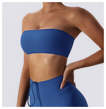 Women Strapless Tube Top Fitness Yoga Bandeau Bra