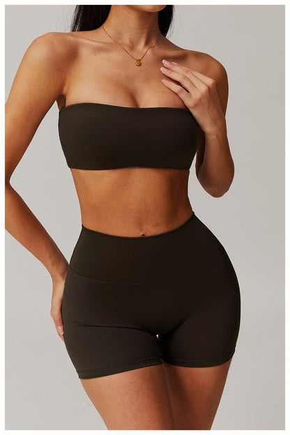 Women Strapless Tube Top Fitness Yoga Bandeau Bra