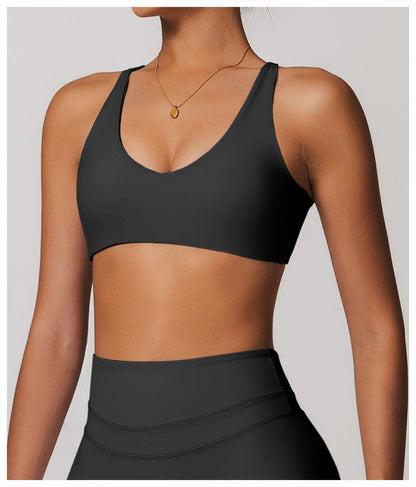 Women Support Sports Yoga Bra with Adjustable Cross Shoulder Straps