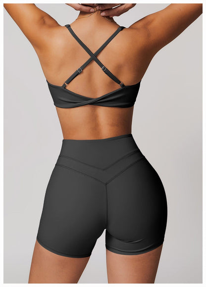 Women Support Sports Yoga Bra with Adjustable Cross Shoulder Straps
