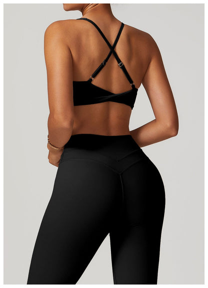 Women Support Sports Yoga Bra with Adjustable Cross Shoulder Straps