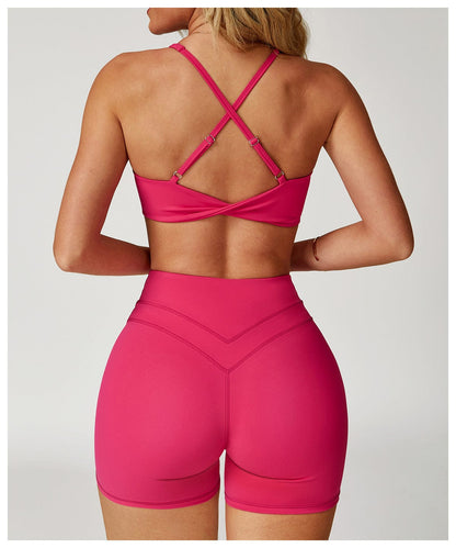 Women Support Sports Yoga Bra with Adjustable Cross Shoulder Straps